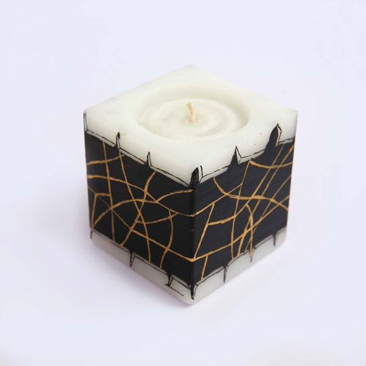 Gold Cracked Square Candle