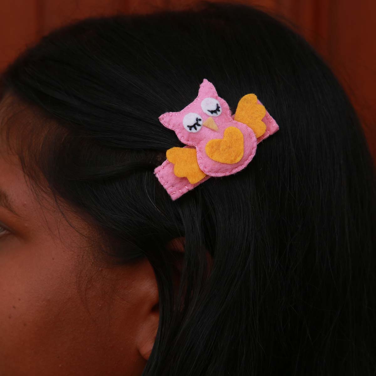 Pink Owl Hair Clip