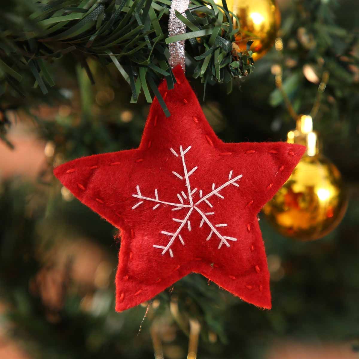 Red star with white flake