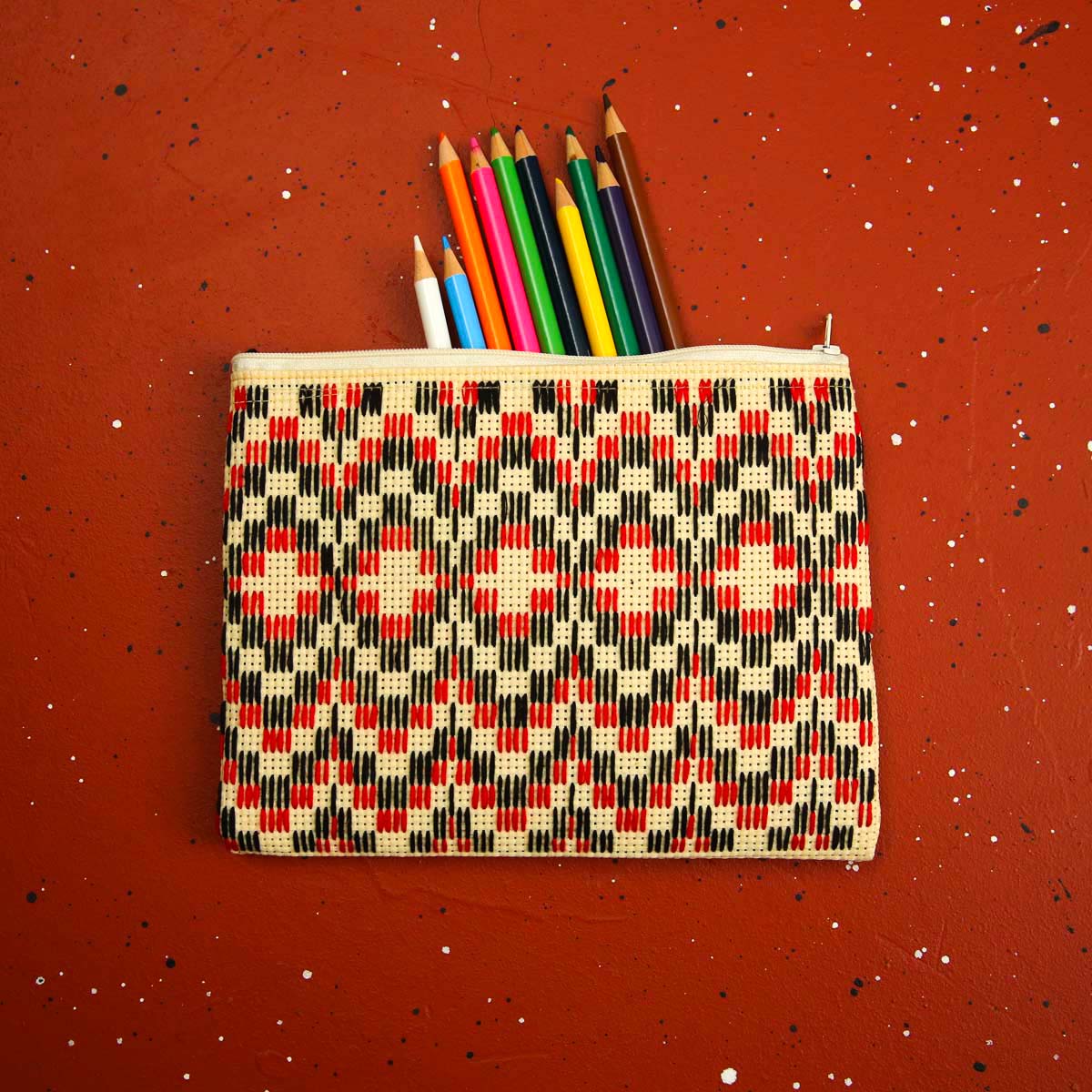 Red Cross Stitch Purse