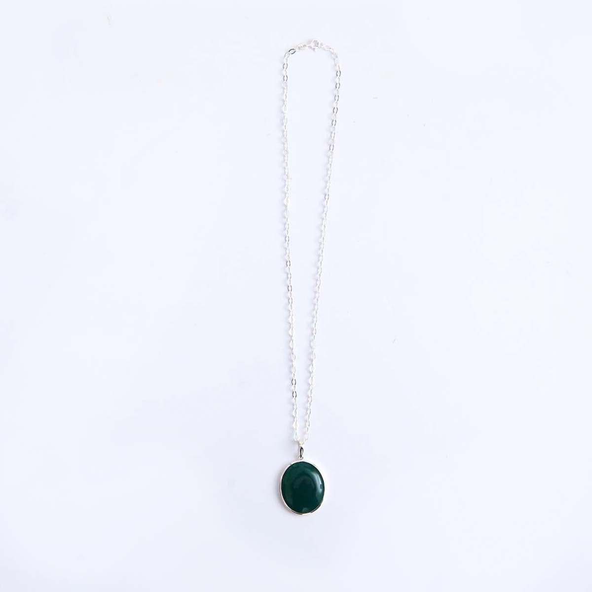 Silver Green Onyx Pendant & Chain