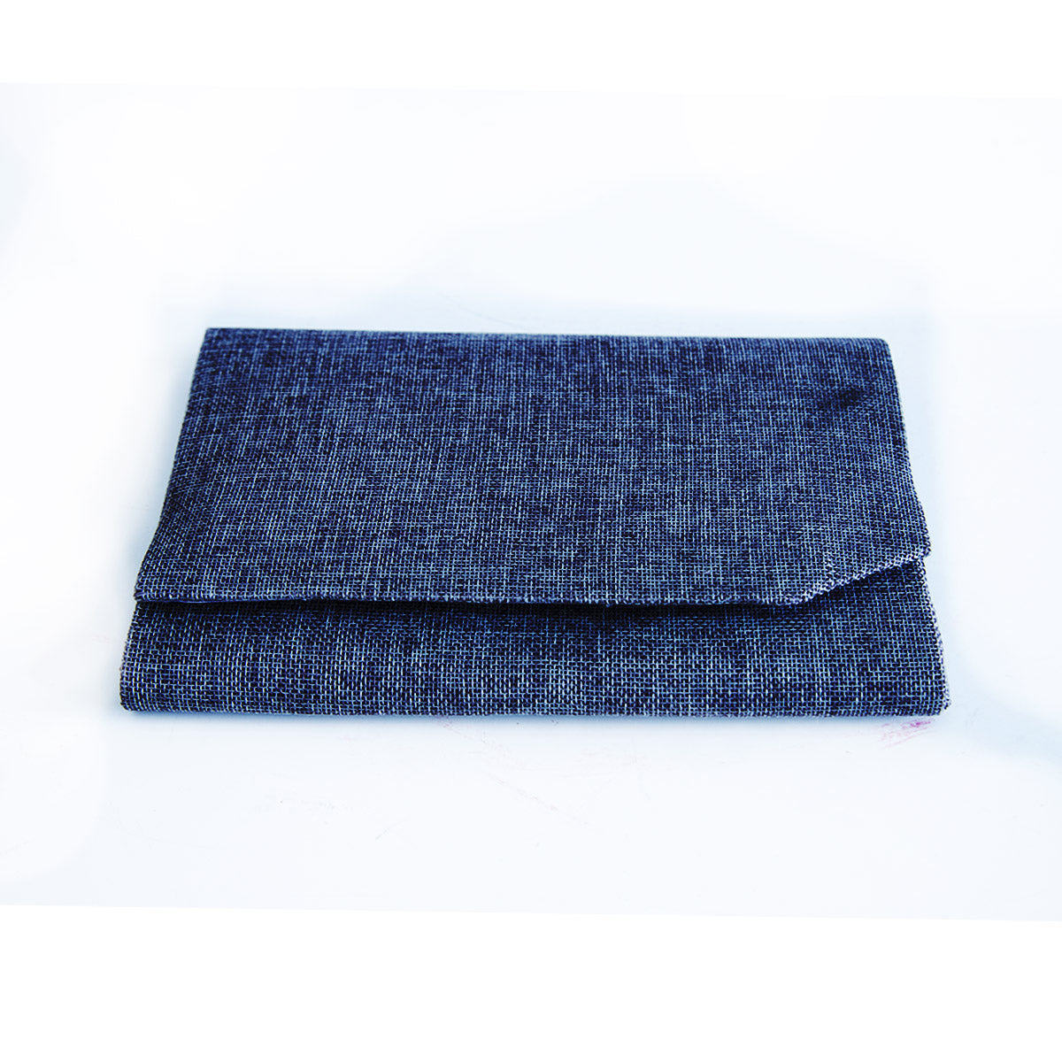 Navy Denim Burlap Clutch
