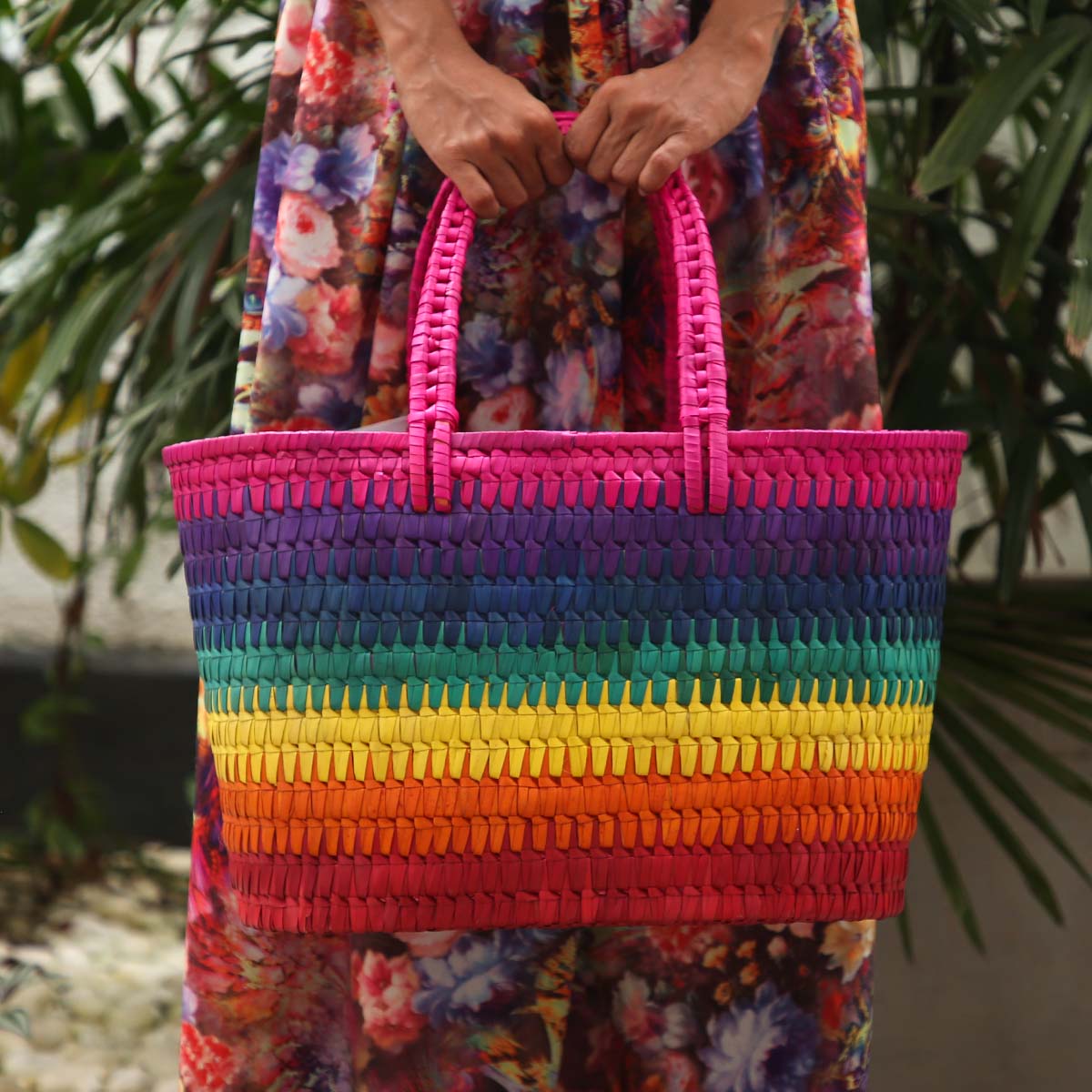 Rainbow Palmyra Shopping Basket