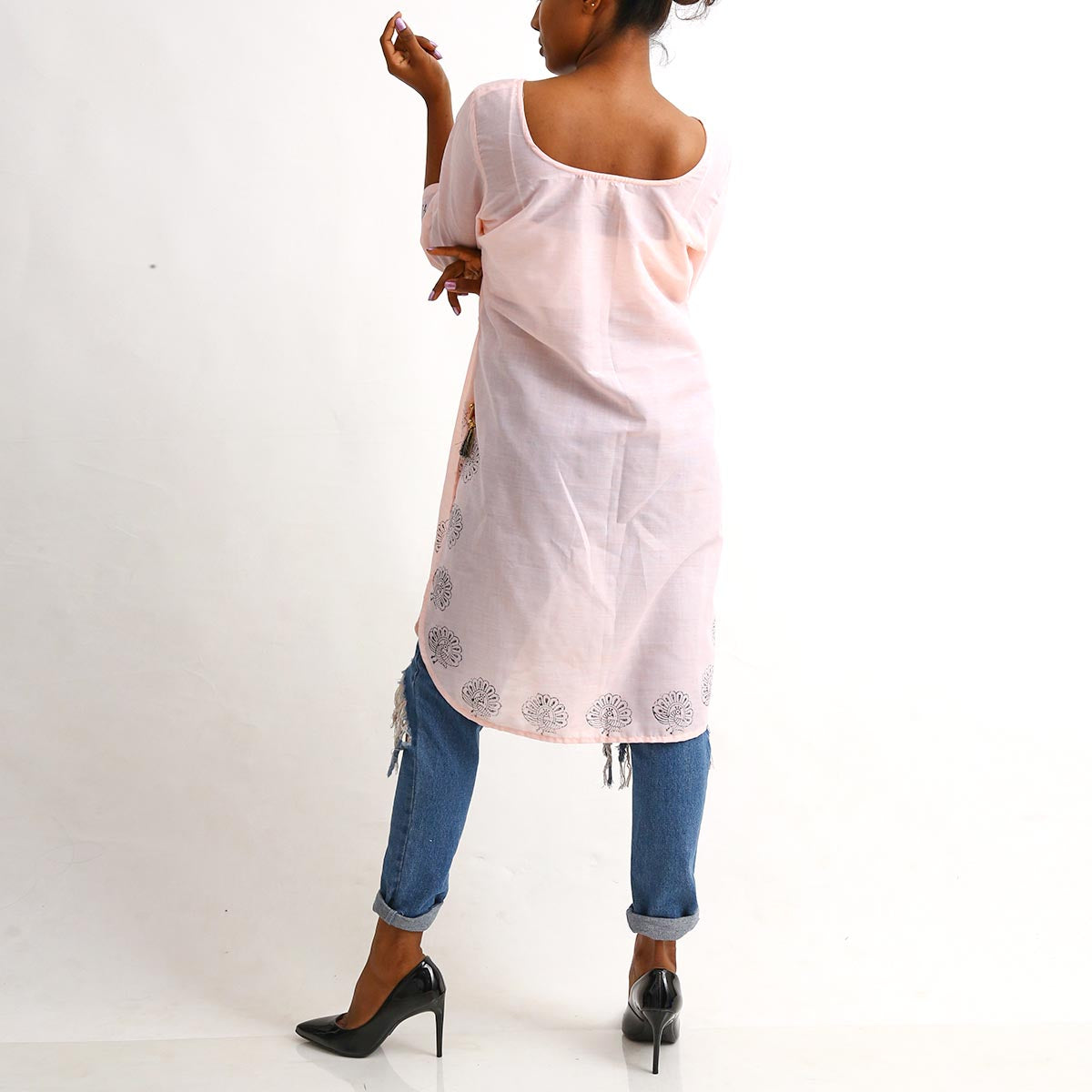 Lavendar Block Printed Kurta Top