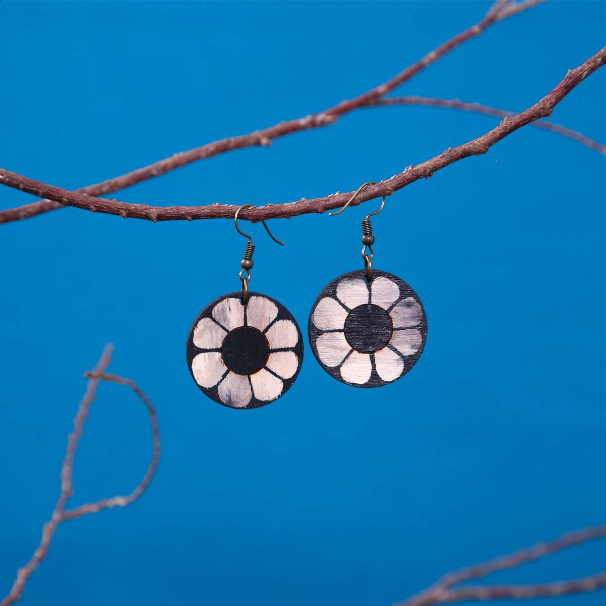 Charcoal Flower Earrings