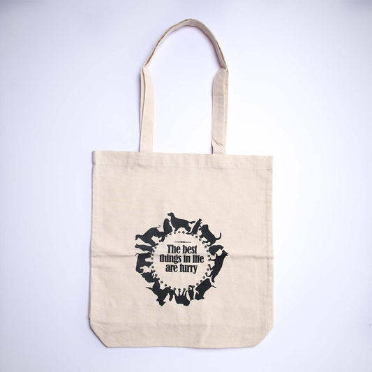 The Best Things In Life Are Furry Black Tote