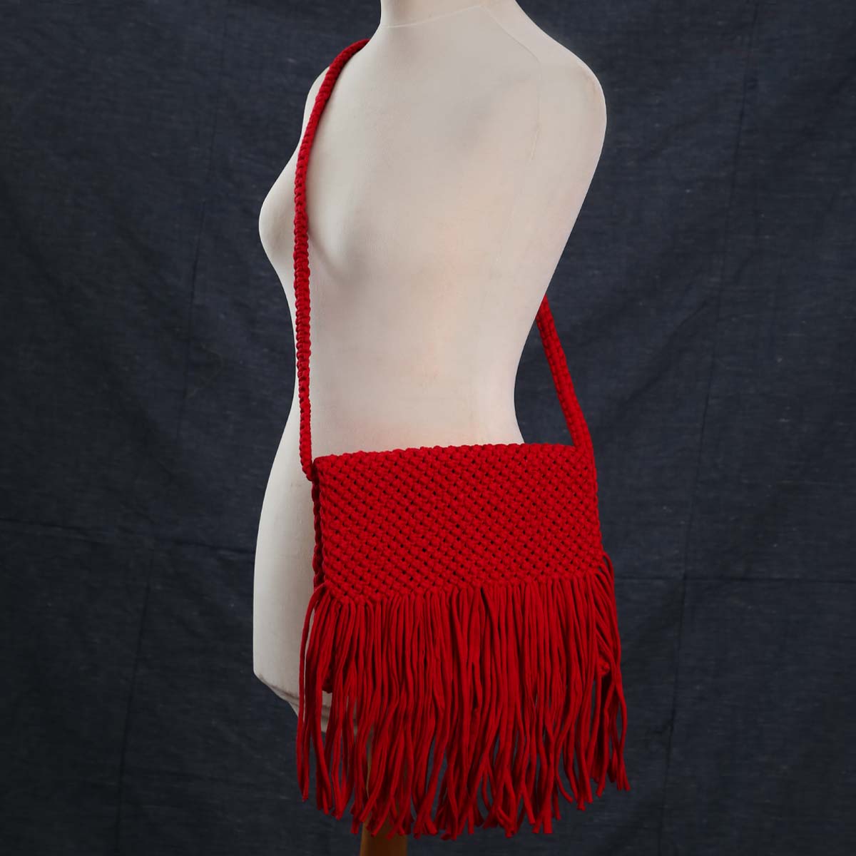 Saffron Macrame Cross Body Bag