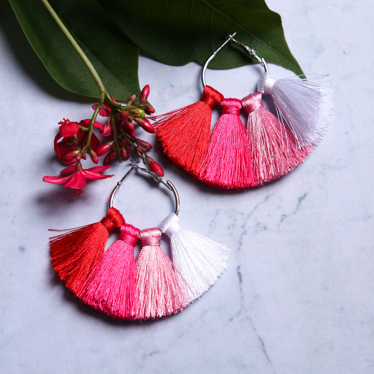 Shades Of Pink Tassel Earrings
