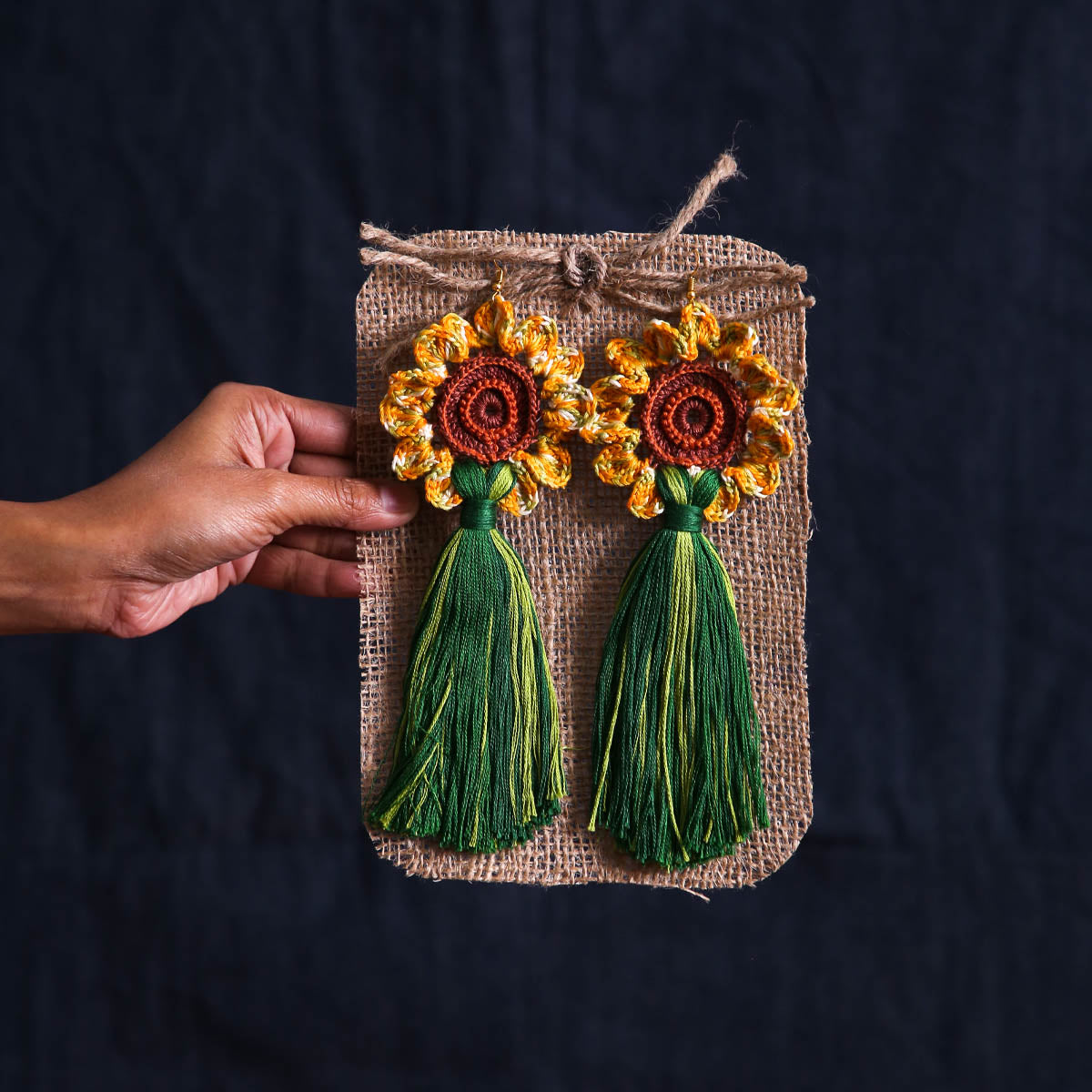 Sunflower Tassel Earrings