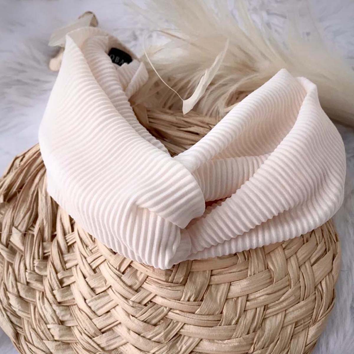 White Ribbed Headband