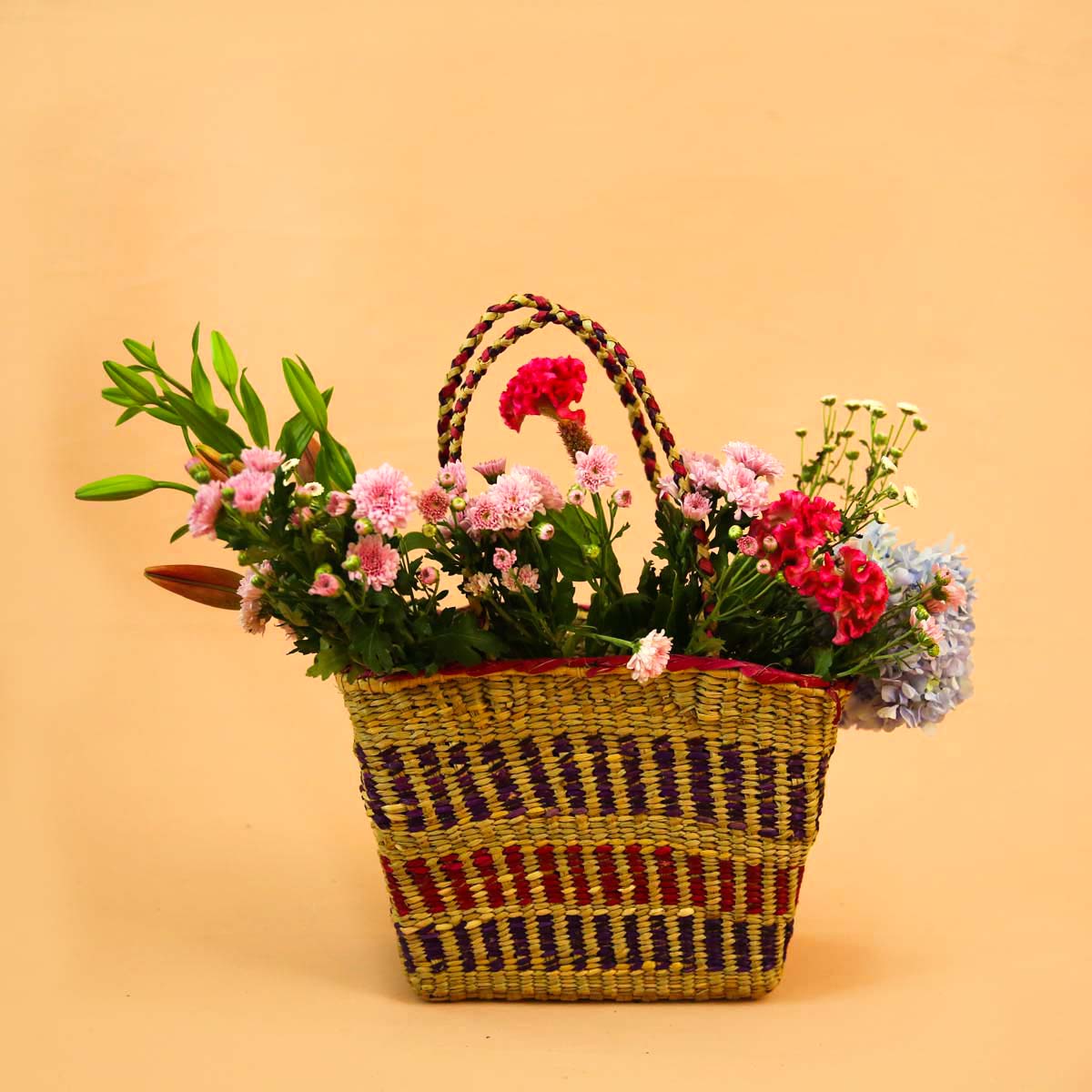 Purple & Pink Reed Handbag