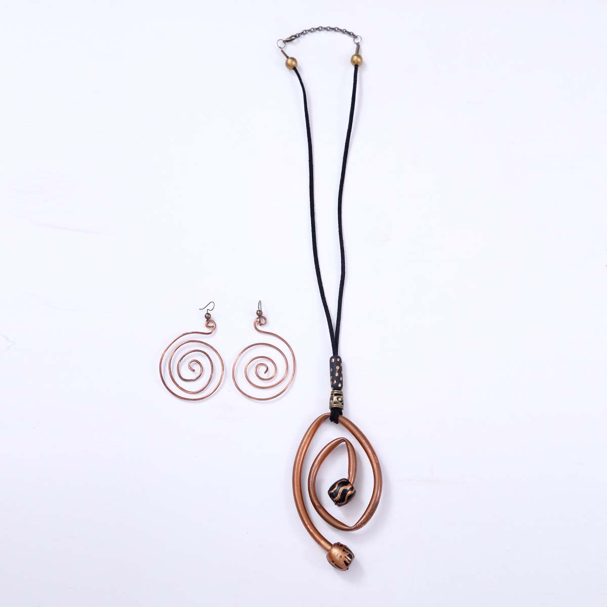 Metal Swirl Necklace & Earring Set
