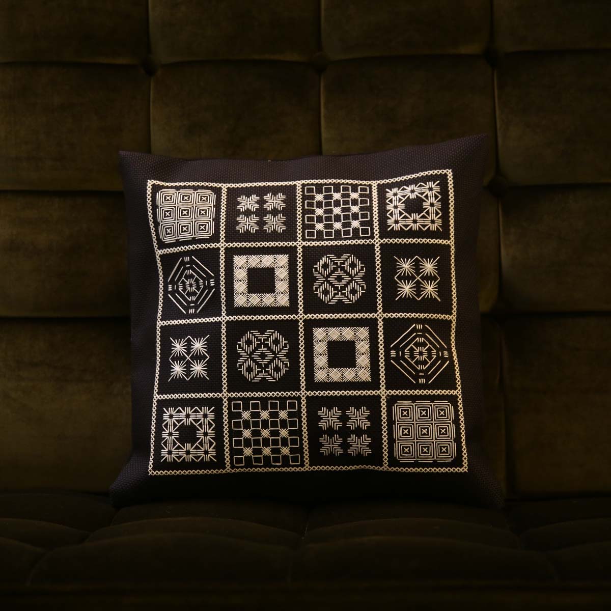 Puzzle Cross Stitch Cushion Cover