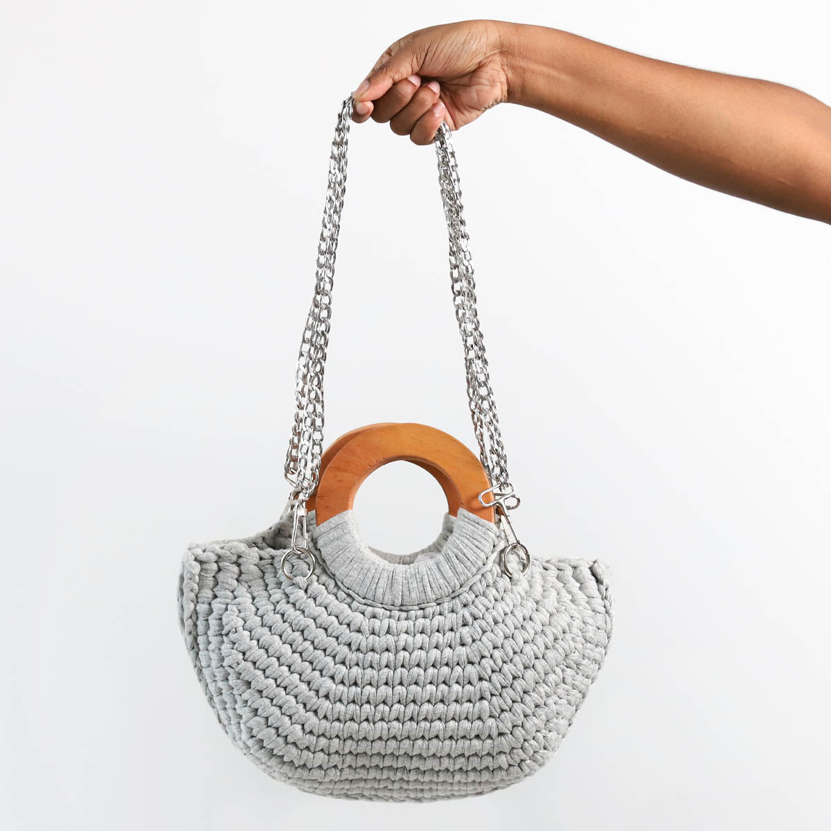 Grey Crotchet Bag with Chain