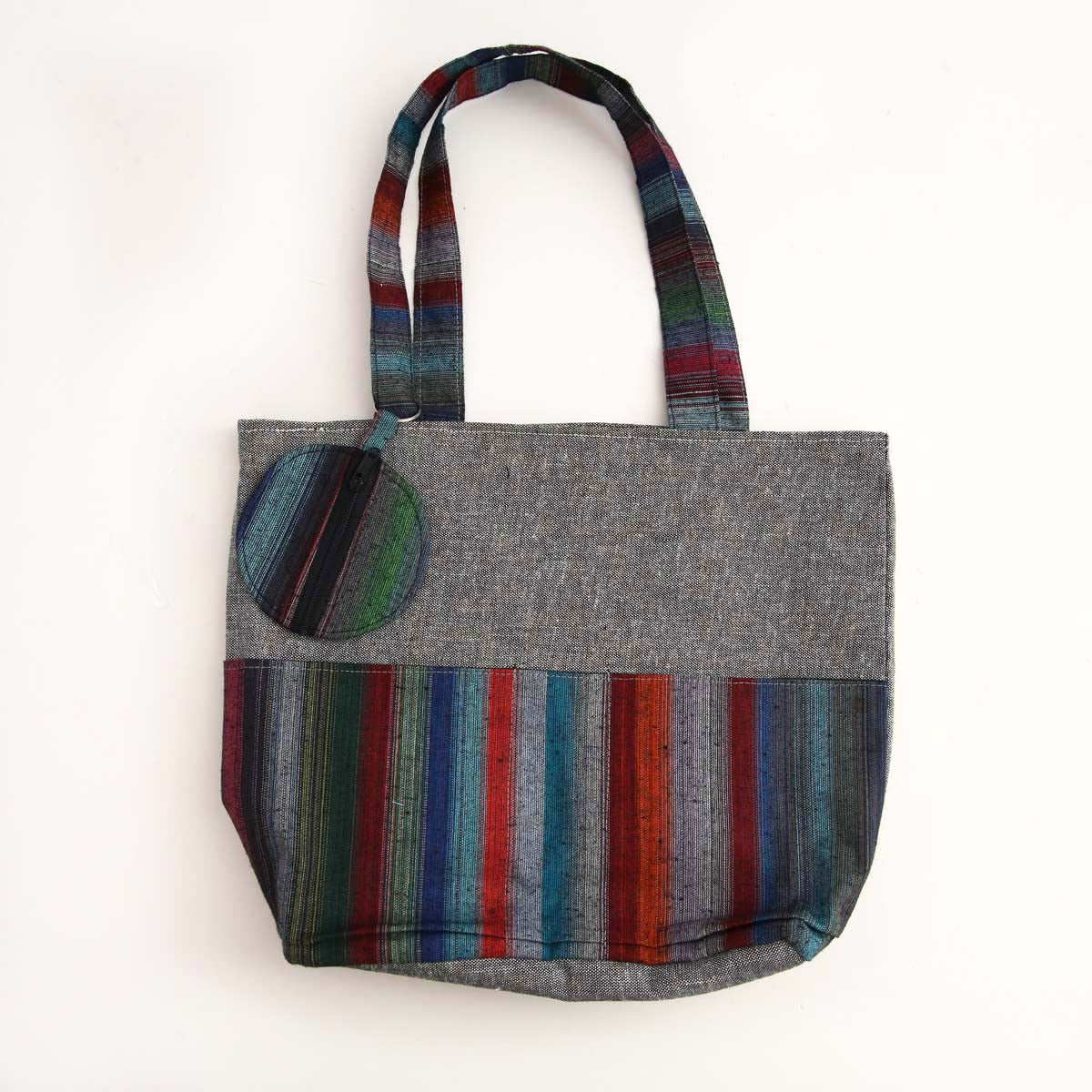 Grey Tote With Earphone Pouch