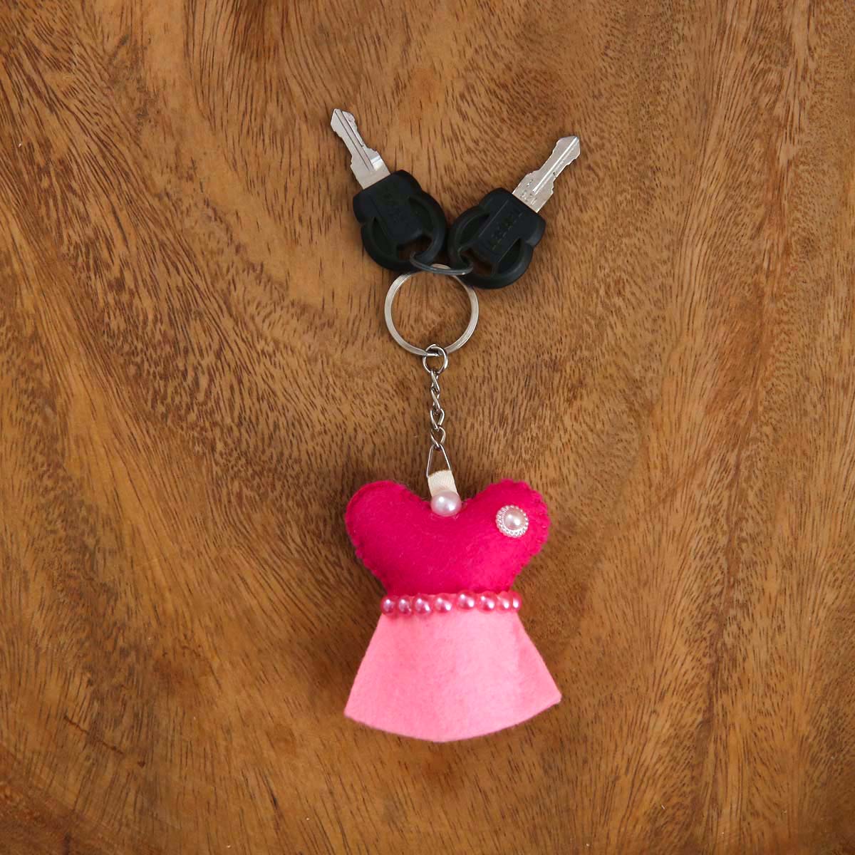 Pink Dress Felt Keytag