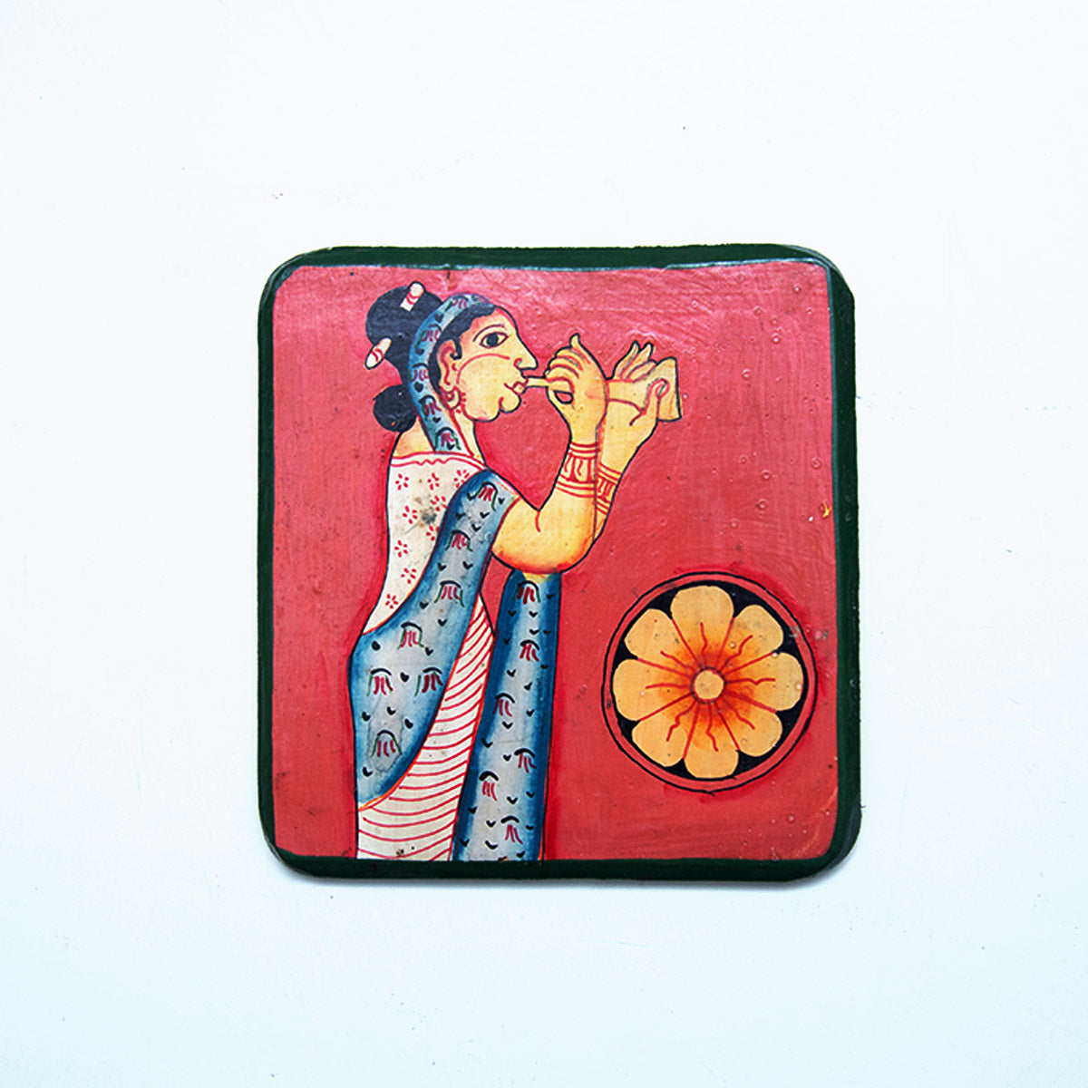 Flute Player Traditional Wooden Coaster