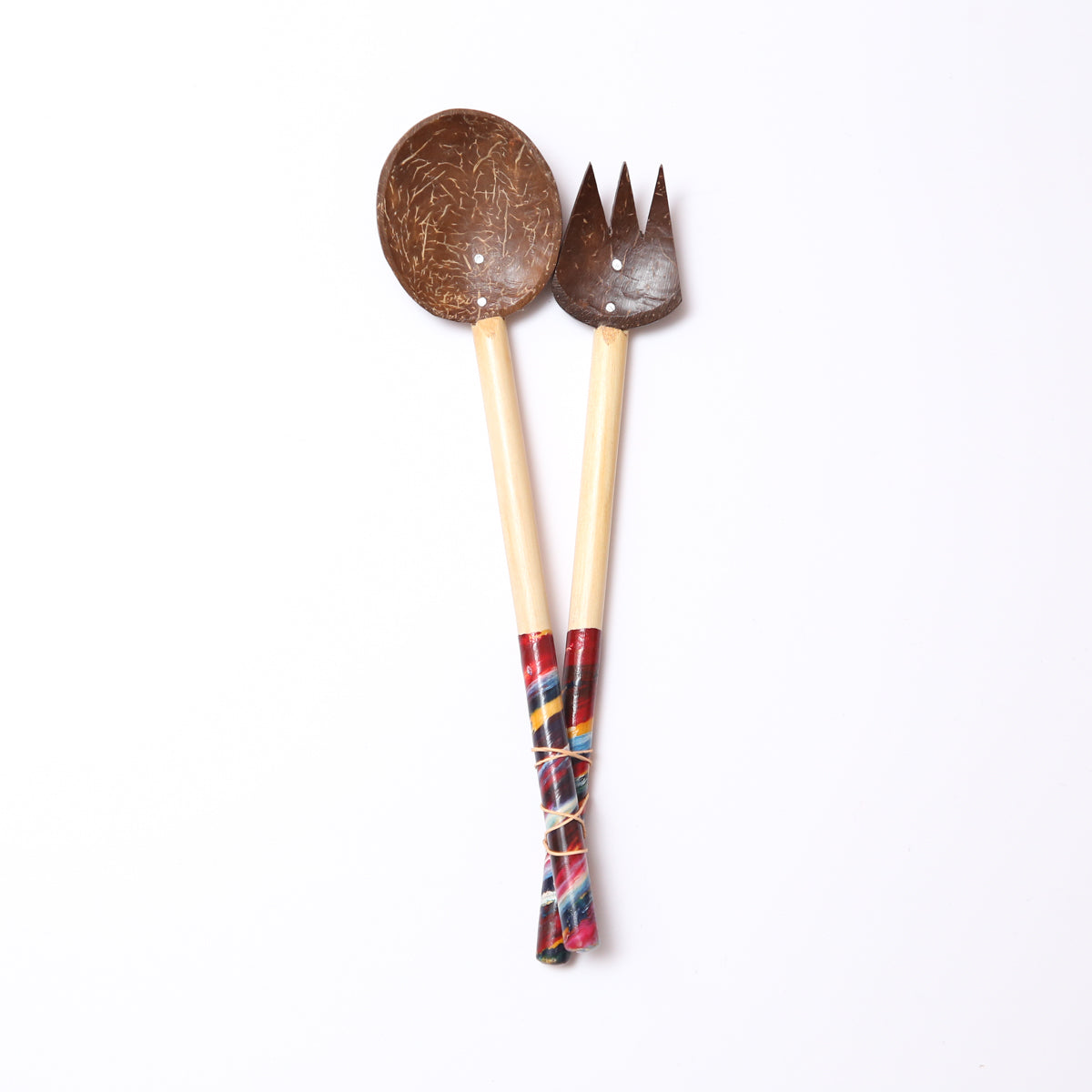 Coconut Shell Salad Mixing Spoon Set