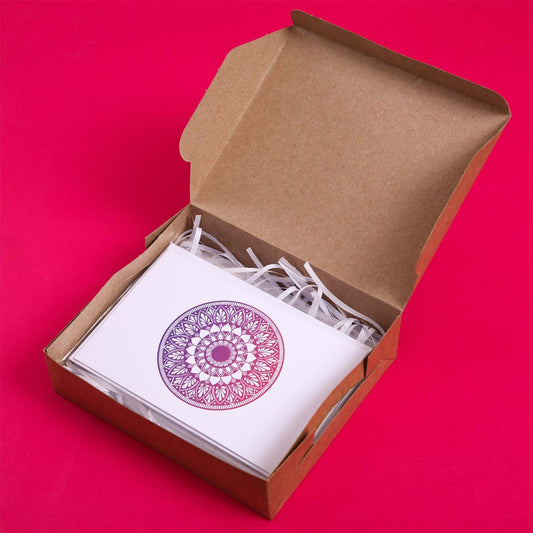 Pink & Purple Shaded Lazy Daisy Mandala Card Set