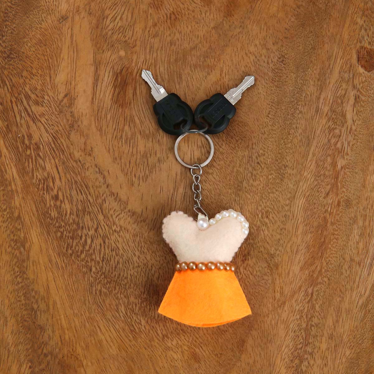 Orange Dress Felt Keytag