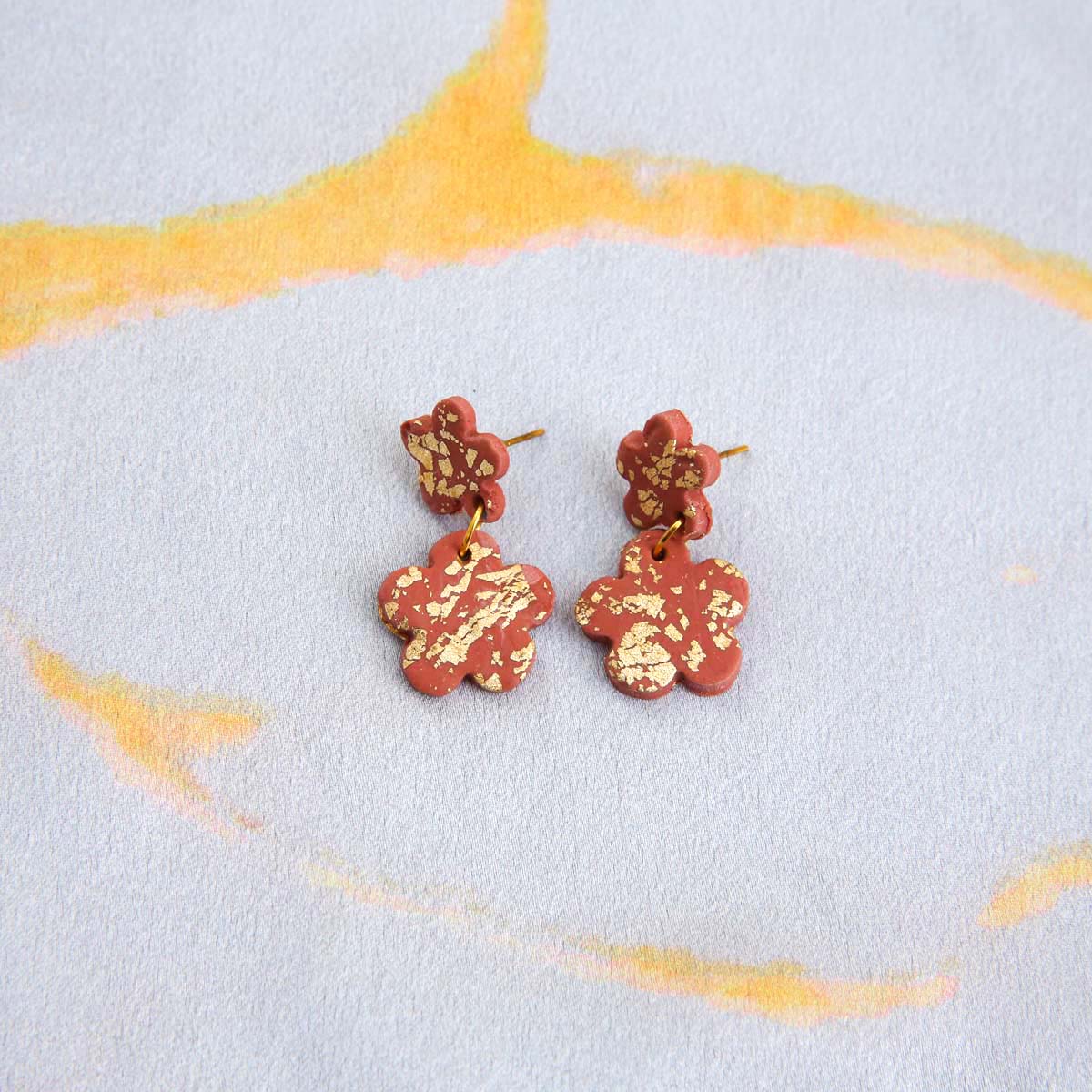 Faux Gold Leaf Stud Earrings