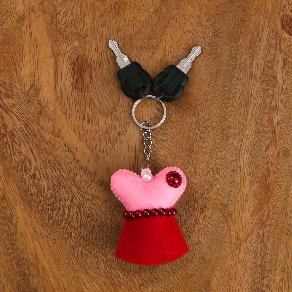 Red Dress Felt Keytag
