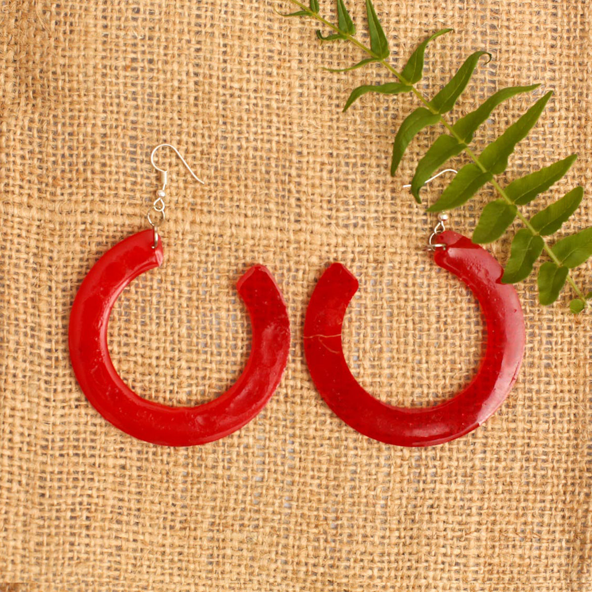 Red Resin Hoop Earrings
