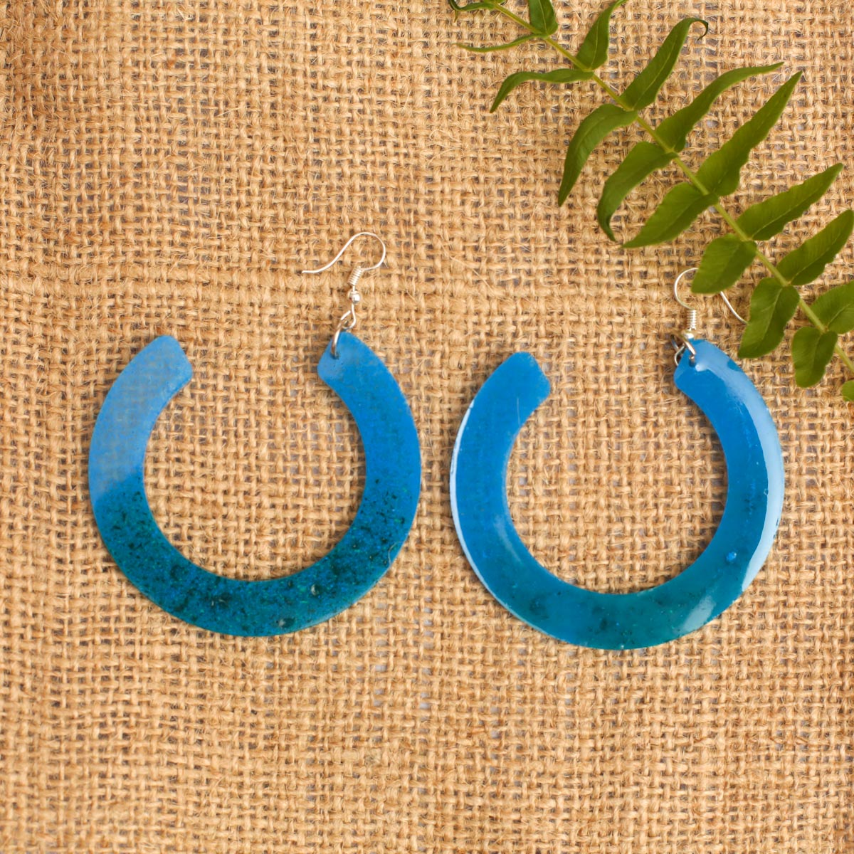 Blue Resin Hoop Earrings