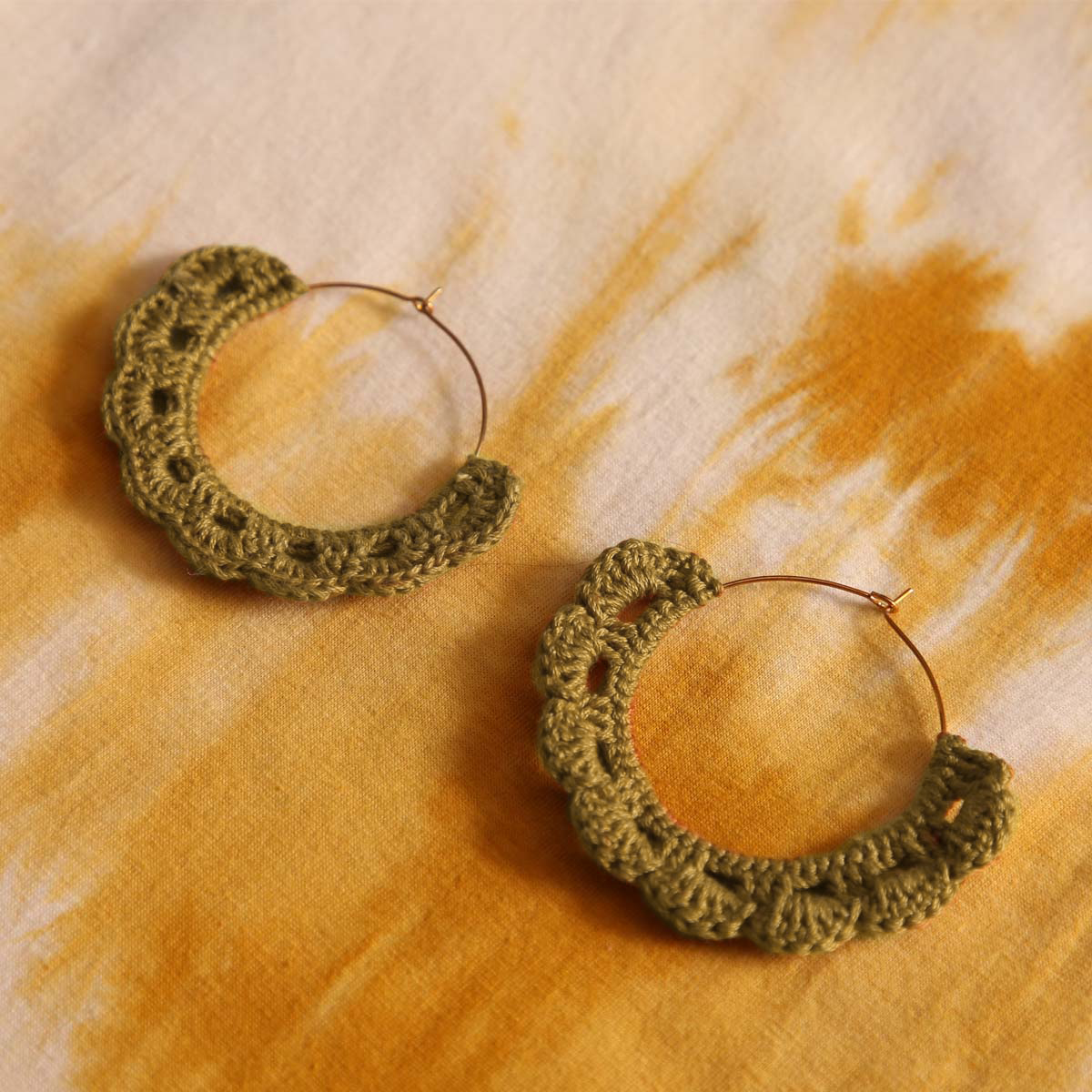 Olive Crochet Hoop Earrings