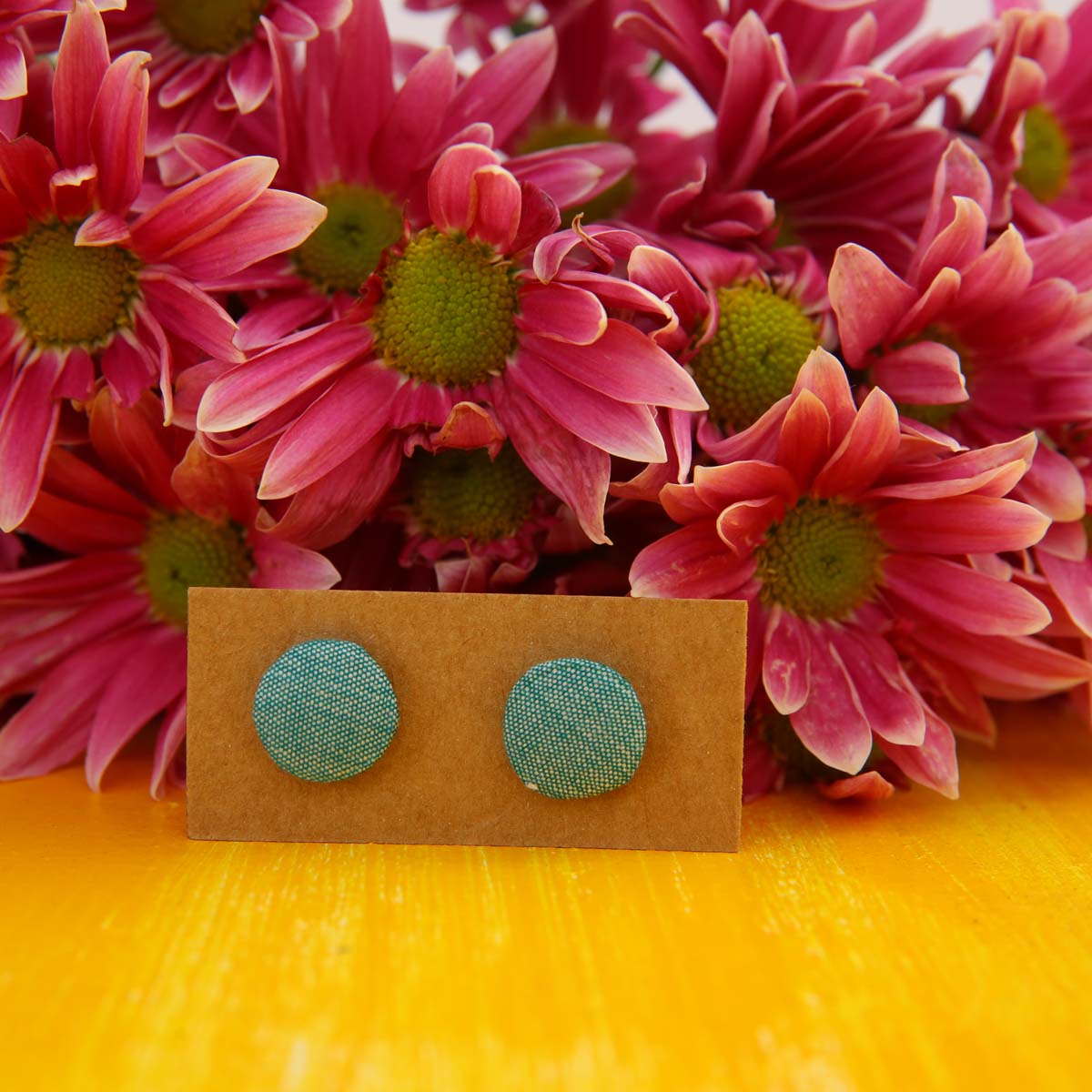 Dotted Green Handloom Stud Earrings