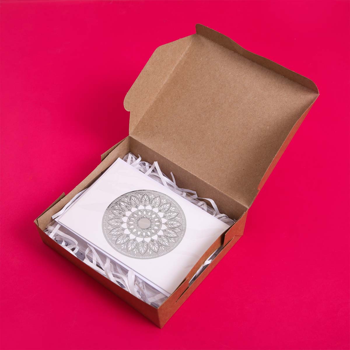 Silver Foil Lazy Daisy Mandala Card Set