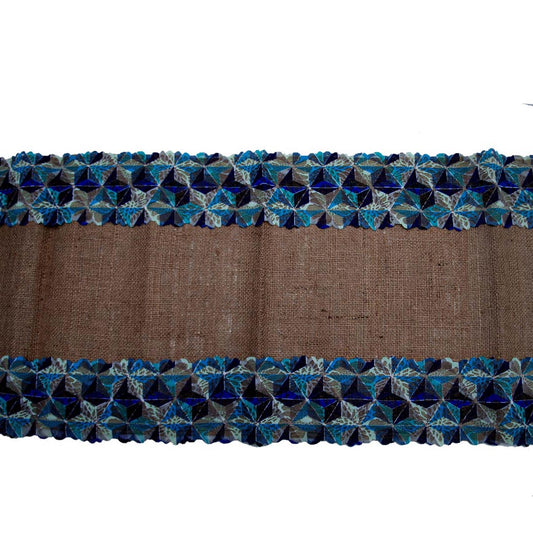 Cyan Burlap Table Runner