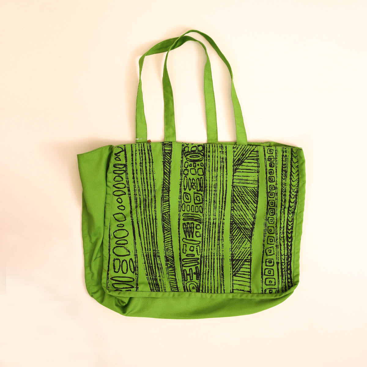 Zig-zag Bamboo Green Tote Bag