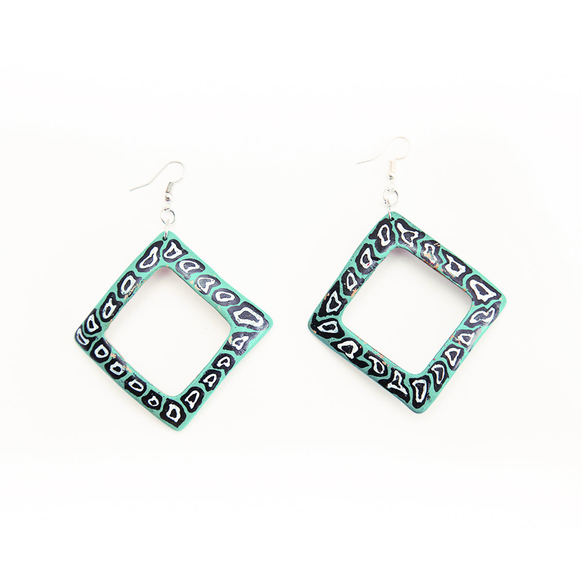 Zebra Coconut Shell Earrings