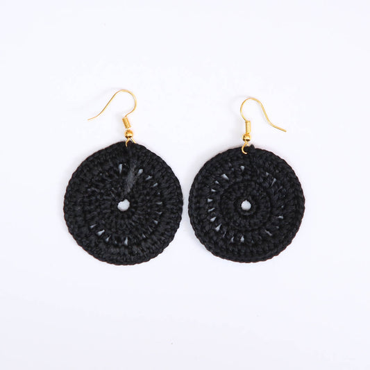 Jet Black Crochet Earrings