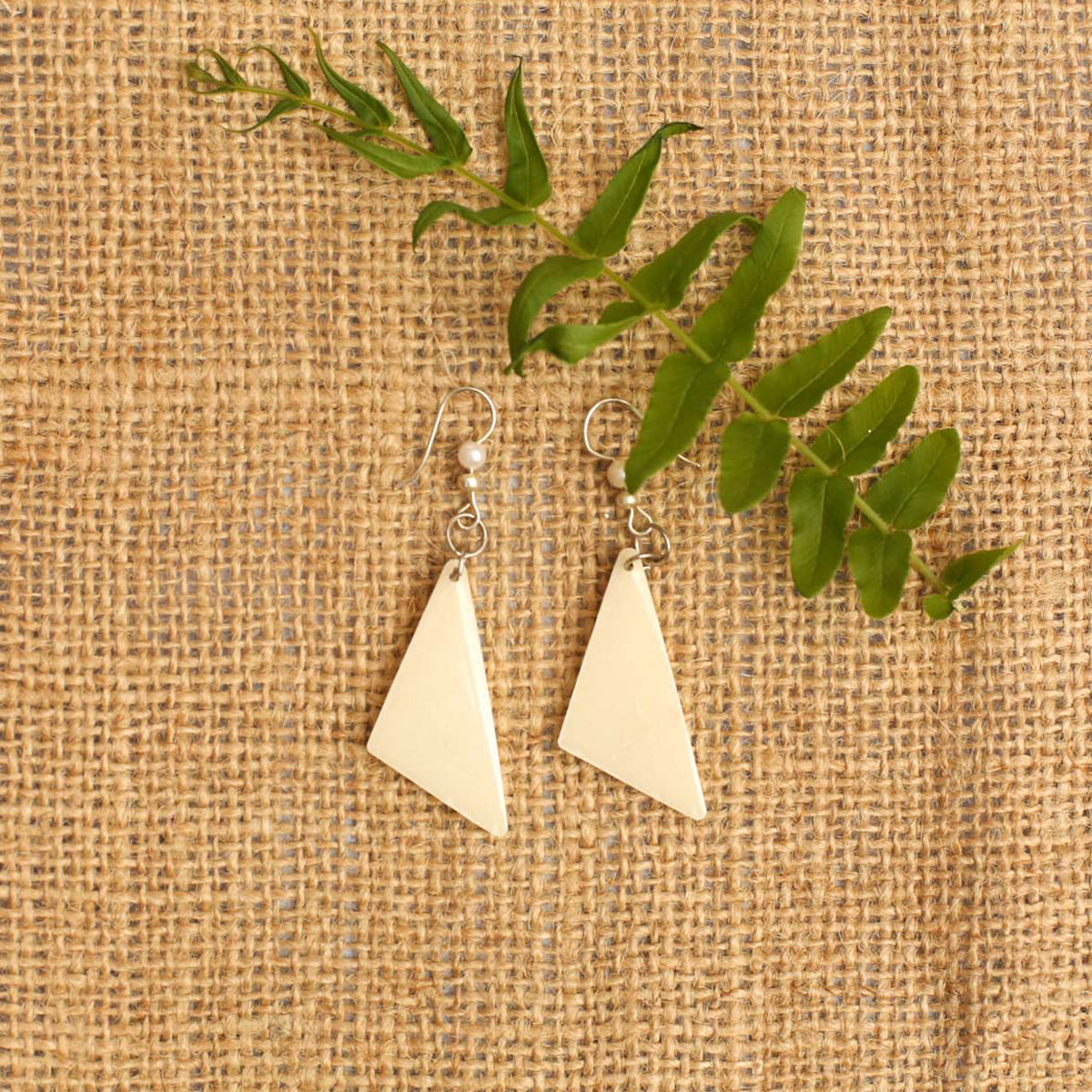 Ivory Triangle Resin Earrings