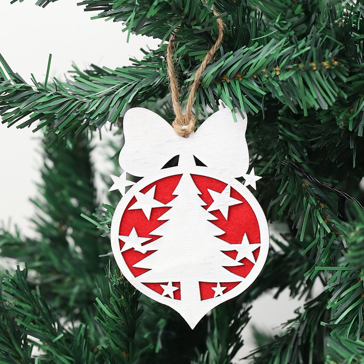 White Bell Tree Wooden Christmas Ornament