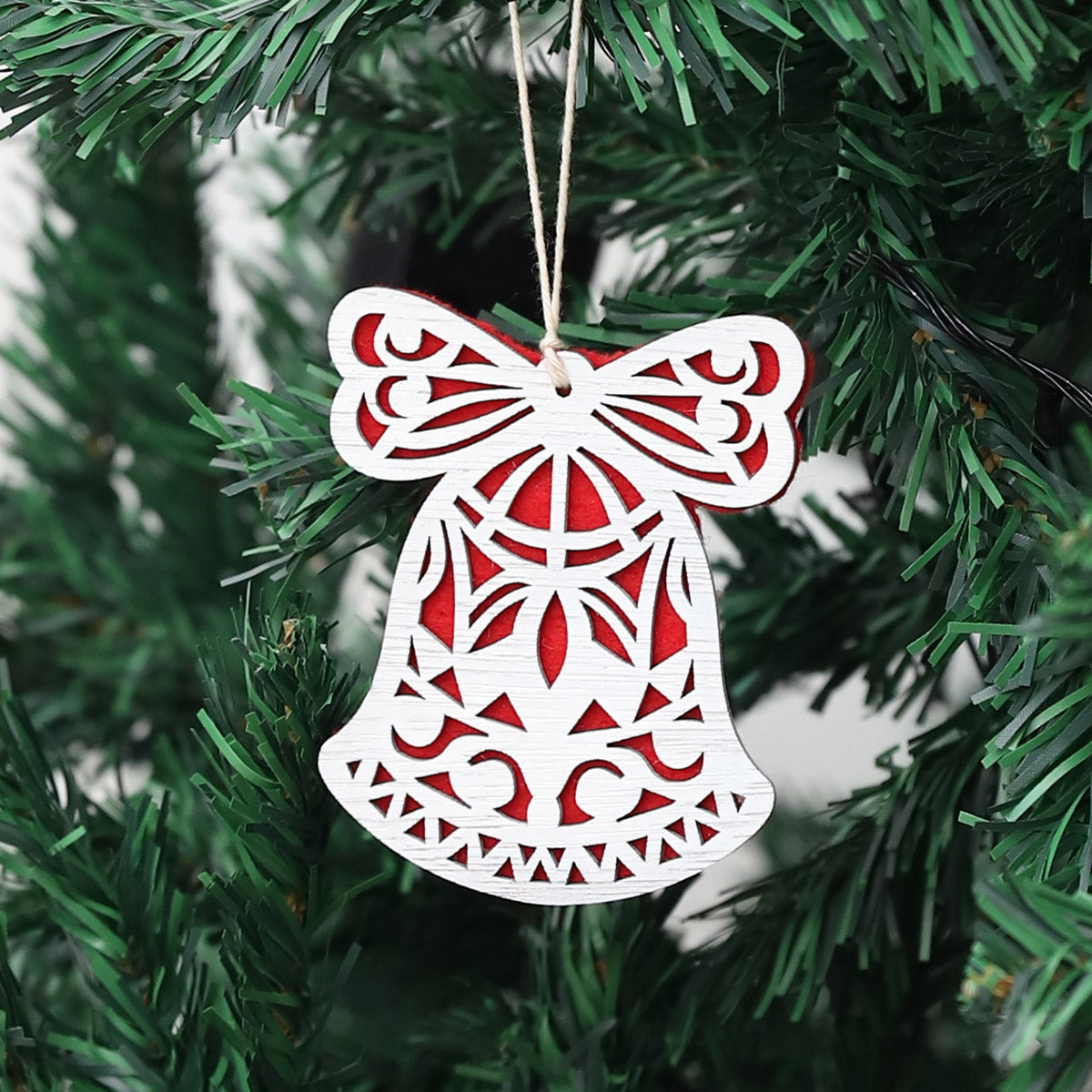 White Bell Wooden Christmas Ornament