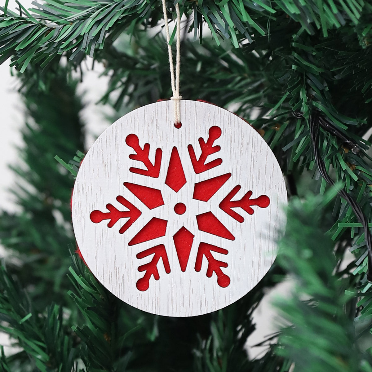 White Shimmer Snowflake Wooden Christmas Ornament