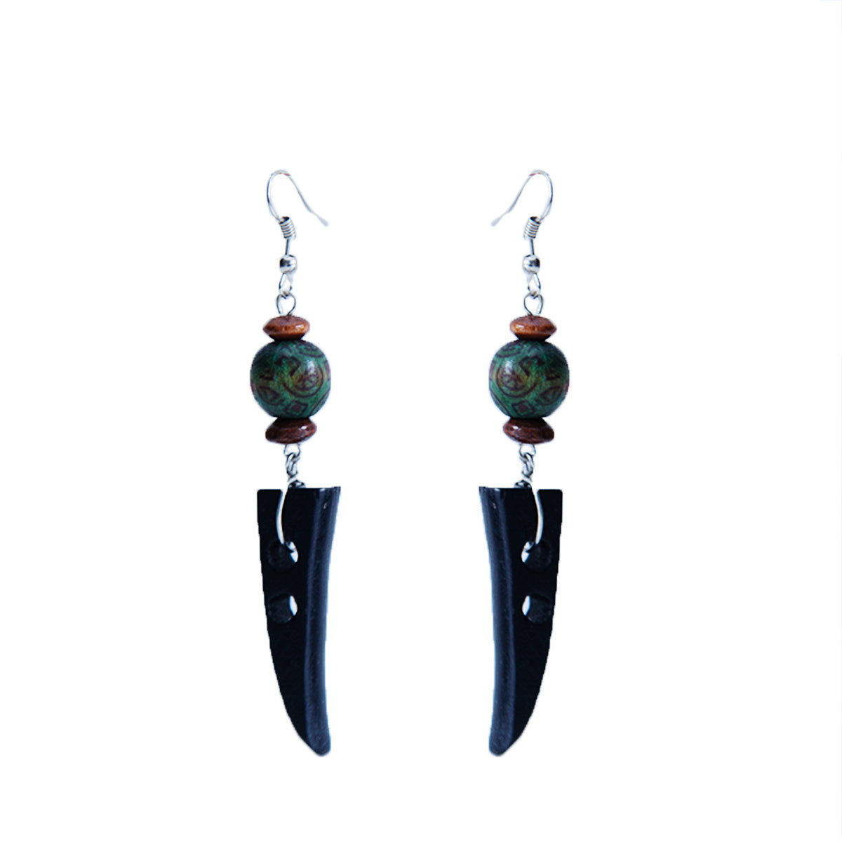 Tooth Shaped Coconut Shell Earrings
