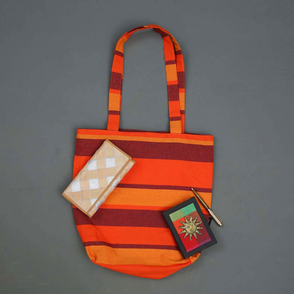 Shades Of Orange Handloom Tote