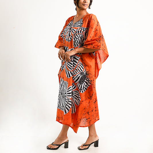 Tangerine Sunset Batik Kaftan