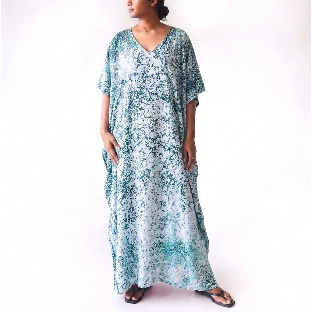 Midnight Jungle Splatter Batik Kaftan