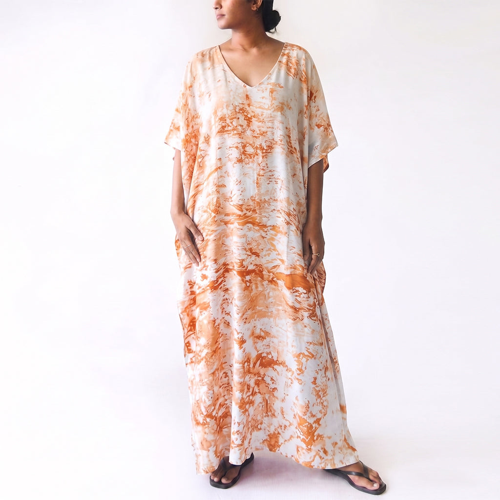 Sunset Orange Batik Kaftan