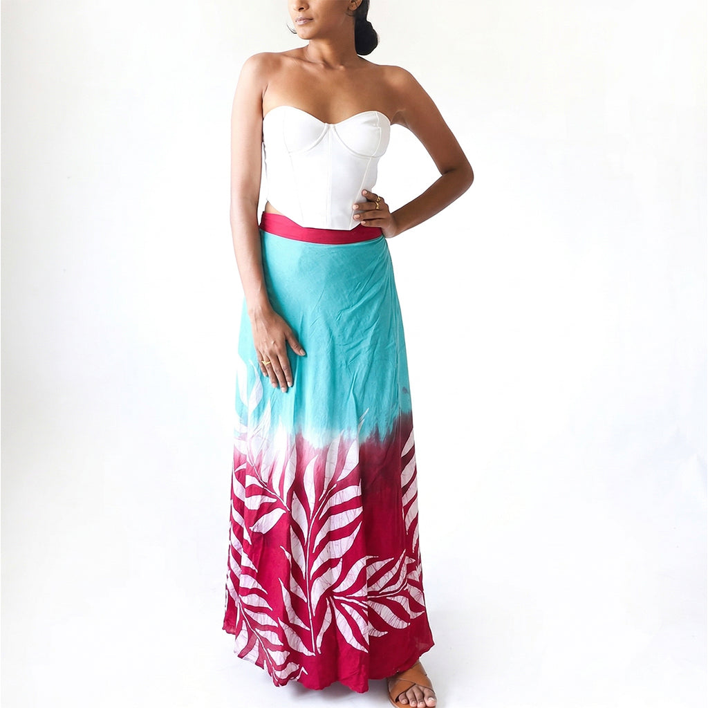 Coral Turquoise Batik Skirt
