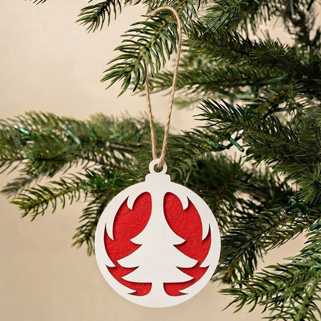 White Tree Wooden Christmas Ornament