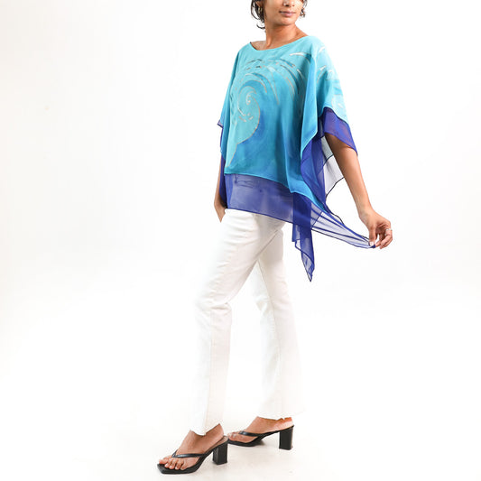 Crashing Waves Chiffon Poncho Top
