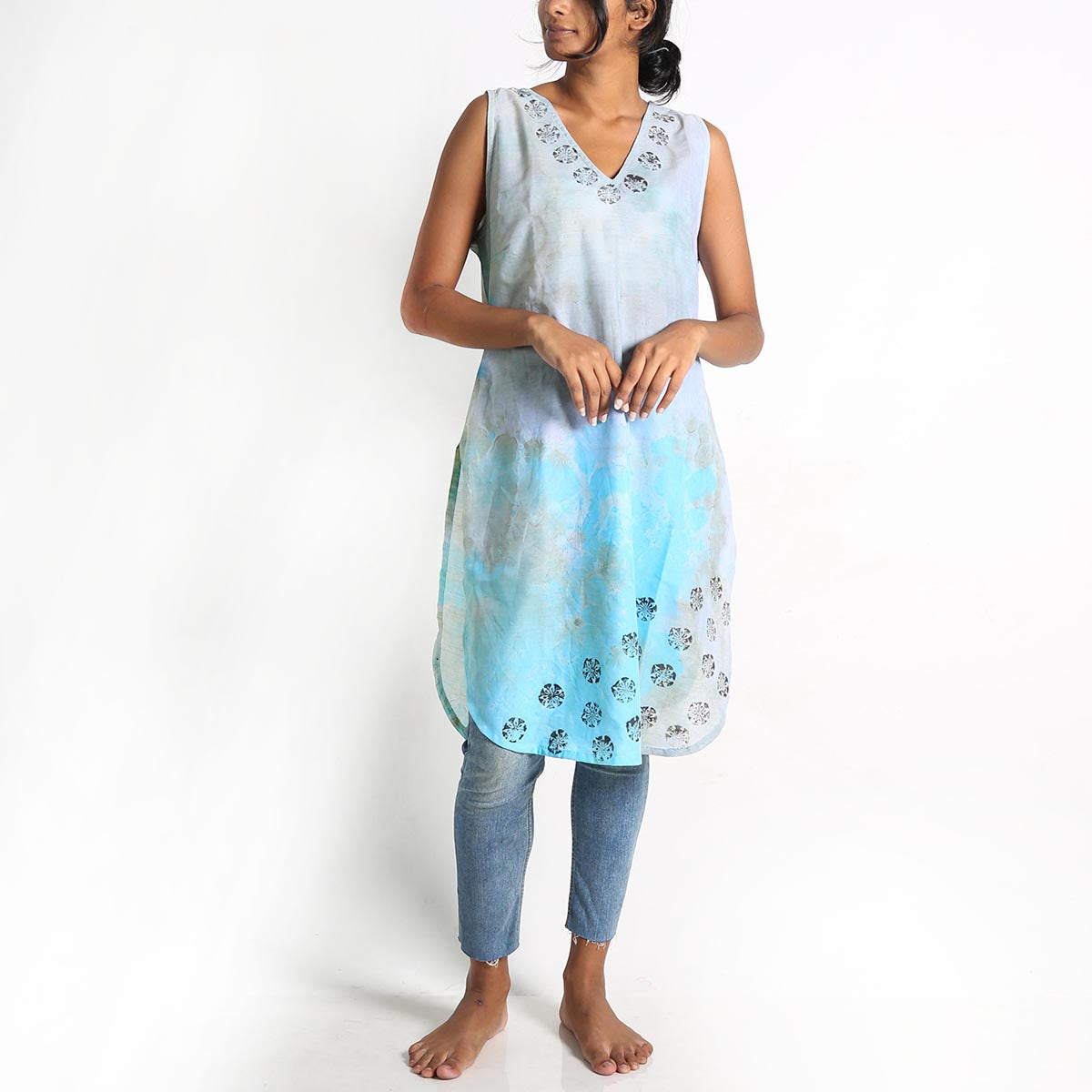 Flamingo Tie-Dye Sleeveless Kurta