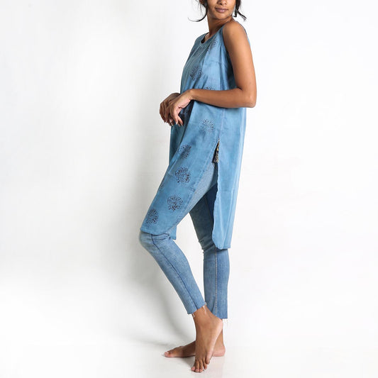 Olive Tie-Dye Sleeveless Kurta