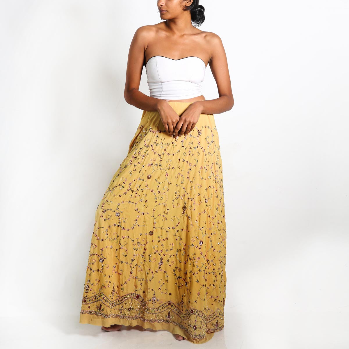 Mustard Saram Skirt and Dupatta